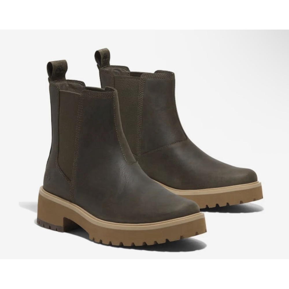 NIB Timberland 10 M Women's Carnaby Cool Mid Chelsea Boot Olive Leather Pull On